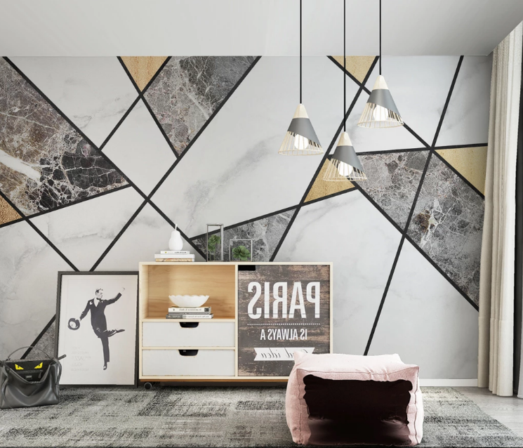 3D White Slate WC2595 Wall Murals