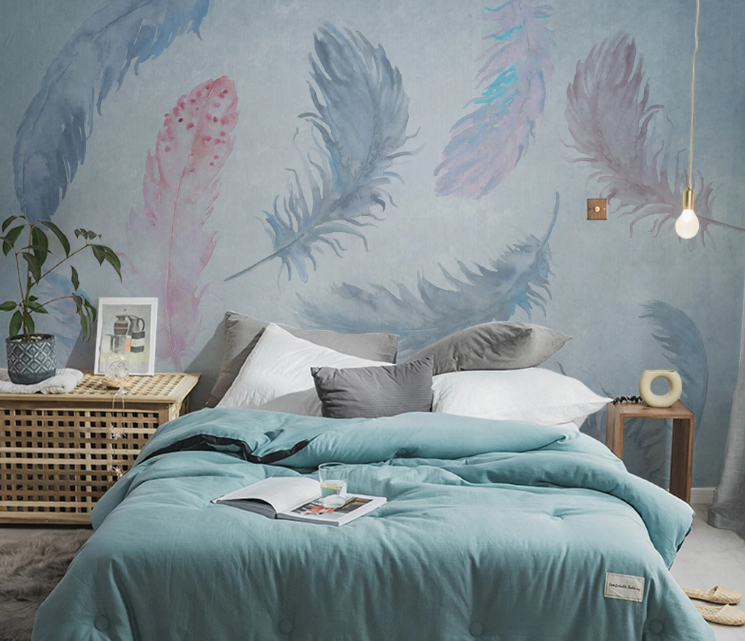 3D Pink Feather WC2566 Wall Murals