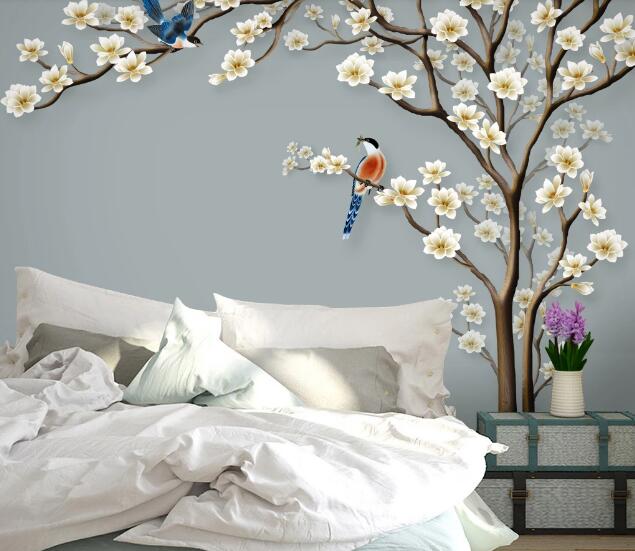 3D Tree Flower Parrot WC2391 Wall Murals