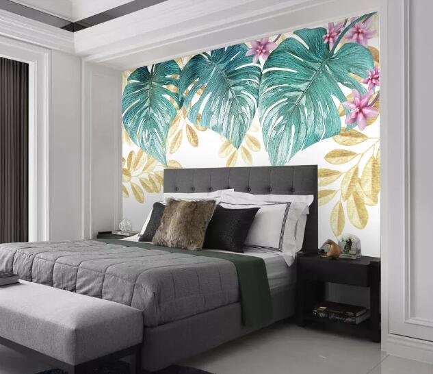 3D Yellow Leaves WC1973 Wall Murals