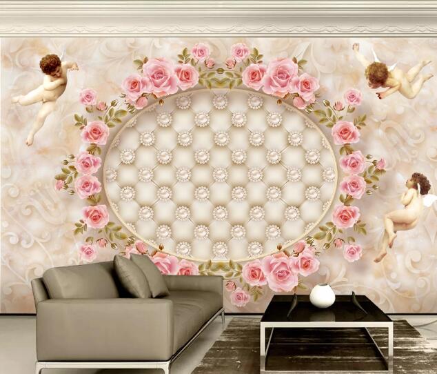 3D Rose Angel Baby WC1558 Wall Murals