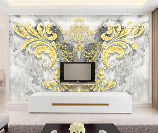 3D Golden Pattern WC1365 Wall Murals