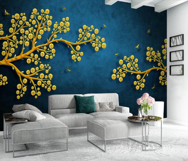 3D Copper Money Tree WC1347 Wall Murals