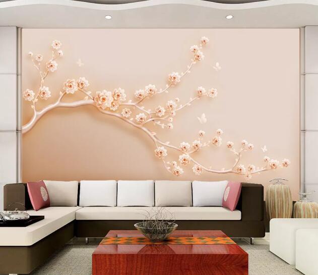3D Pink Flower Branch WC1209 Wall Murals
