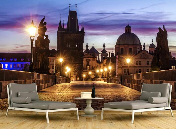 3D Street Light Castle WC318 Wall Murals