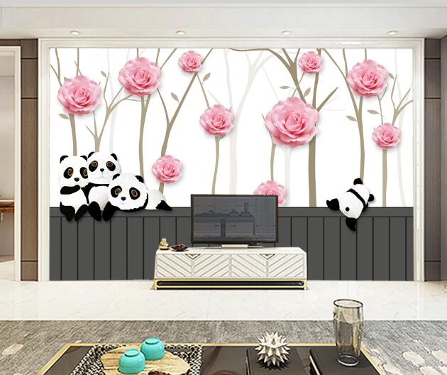 3D Rose Panda WC987 Wall Murals