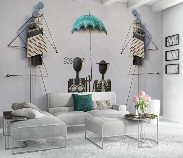 3D Couple Umbrella WC1277 Wall Murals