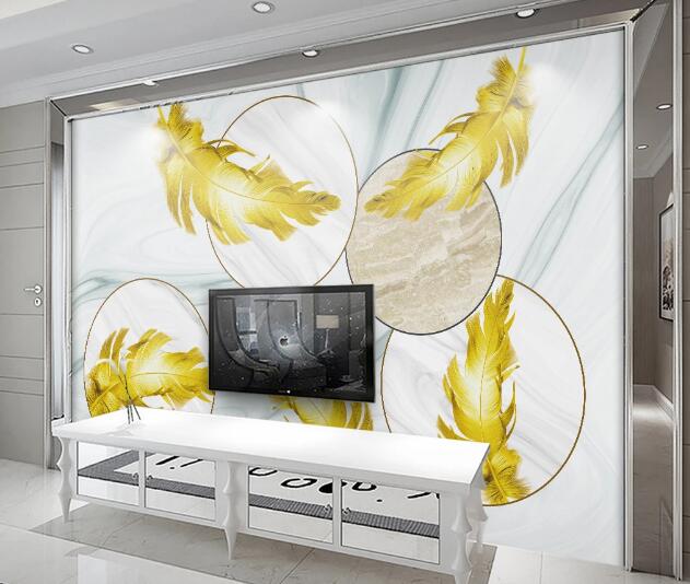3D Golden Feather WC2779 Wall Murals