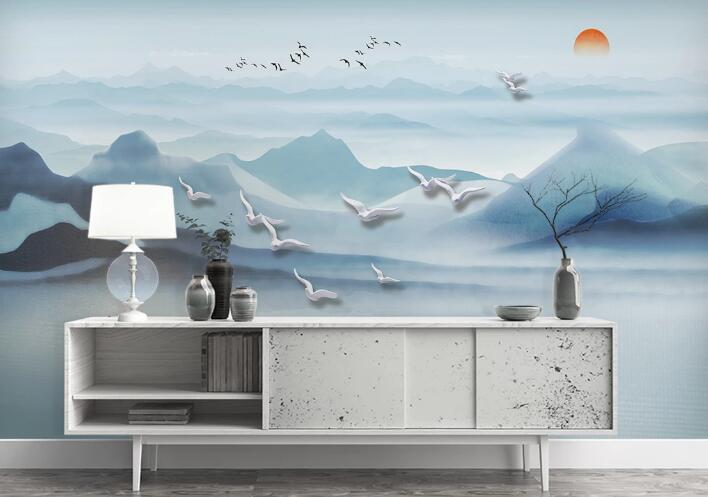 3D Pigeon Lake WC1519 Wall Murals