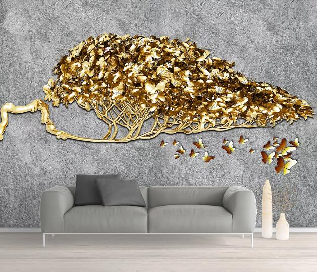 3D Gold Tree WC1212 Wall Murals