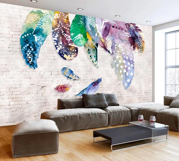 3D Green Feather WC829 Wall Murals