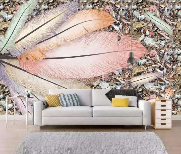 3D Pink Feather WC2459 Wall Murals