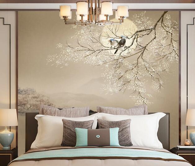 3D Moon Fat Bird WC1671 Wall Murals