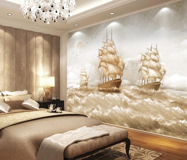 3D Ship Waves WC1408 Wall Murals