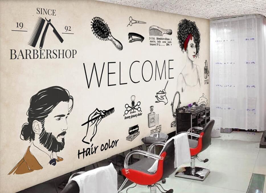 3D Fashion Barber Shop 1563 Wall Murals