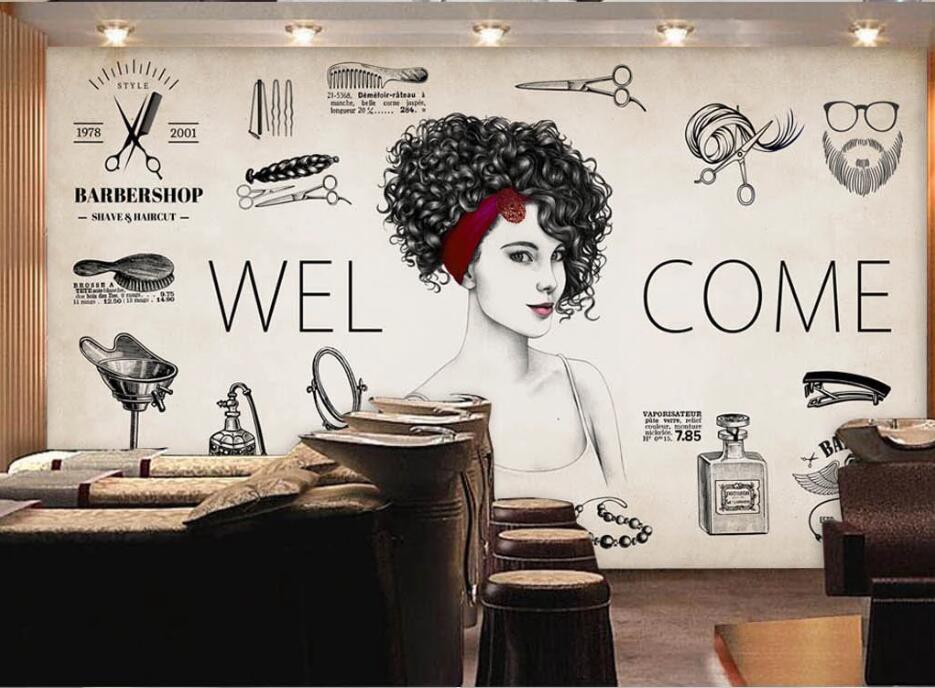 3D Curly Girl 1561 Wall Murals