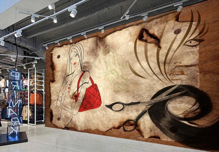 3D Red Lips Girl 1514 Wall Murals