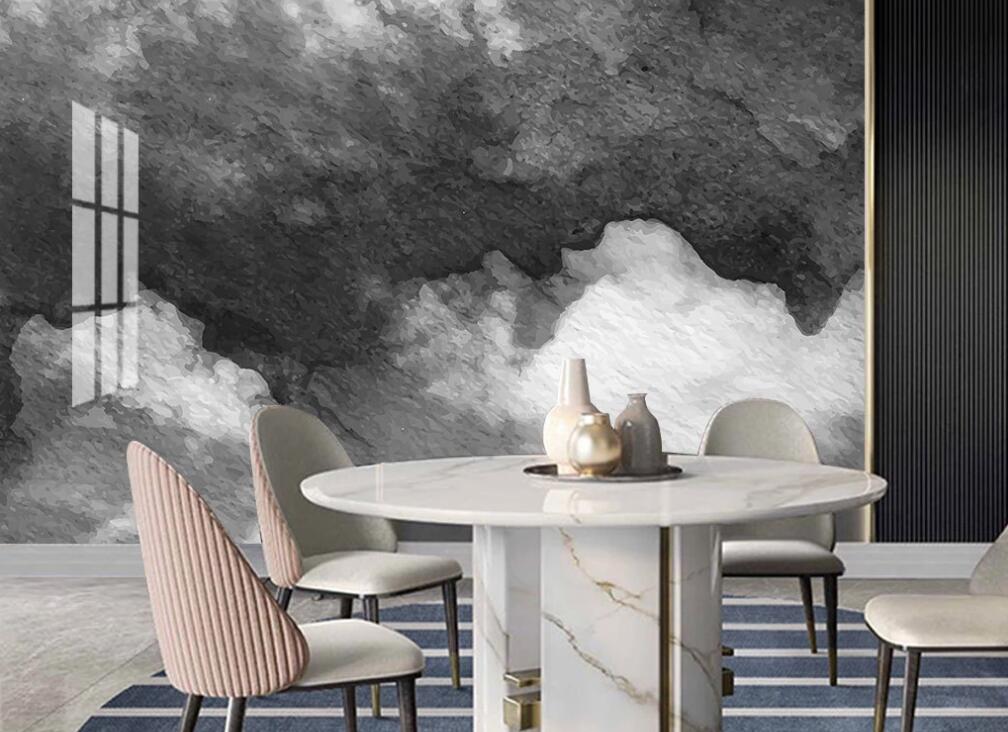 3D Black And White Rolling Clouds 1745 Wall Murals
