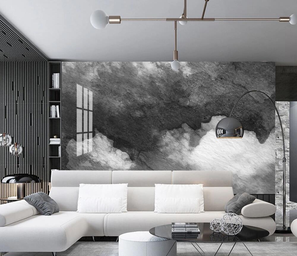 3D Black And White Rolling Clouds 1745 Wall Murals