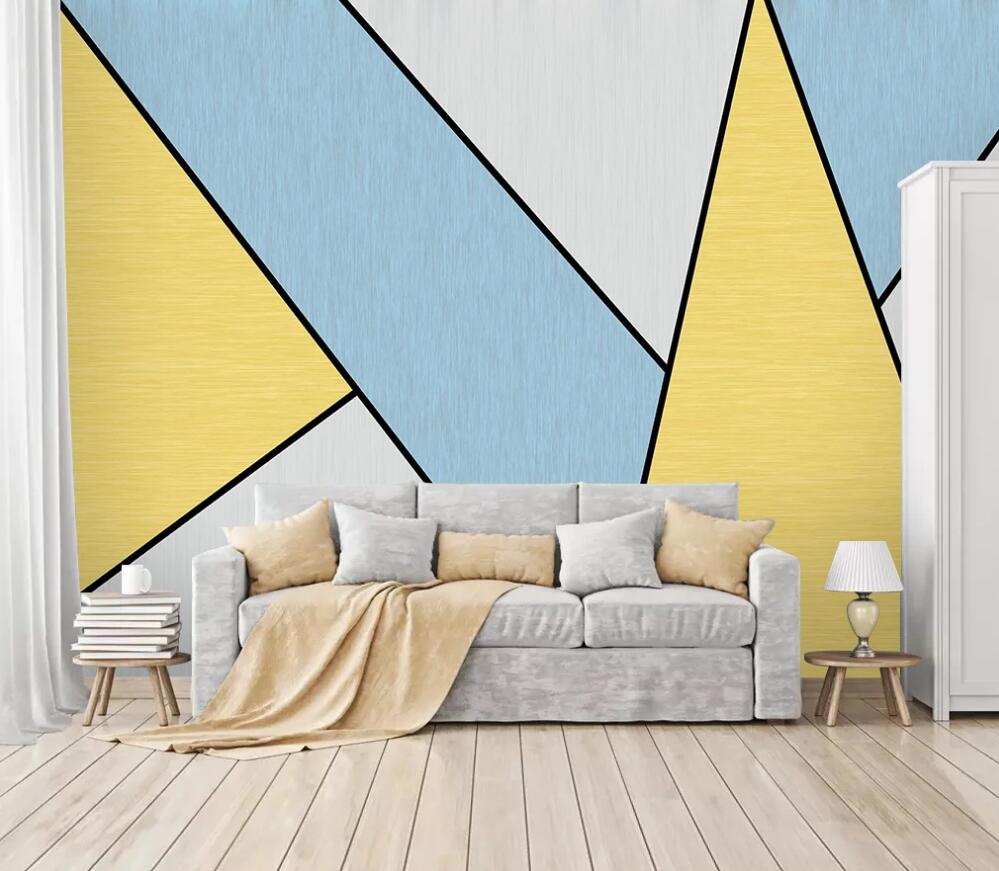 3D Bright Three-color Geometry 1737 Wall Murals