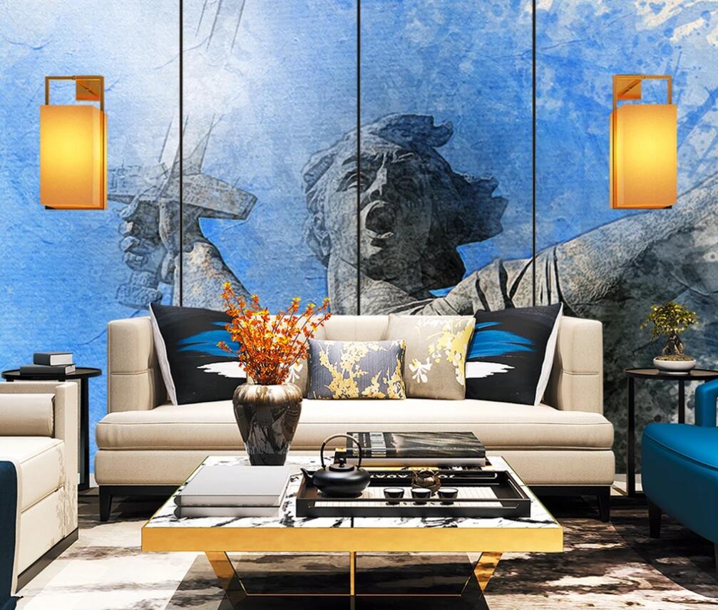 3D Grey Historical Statue 1744 Wall Murals