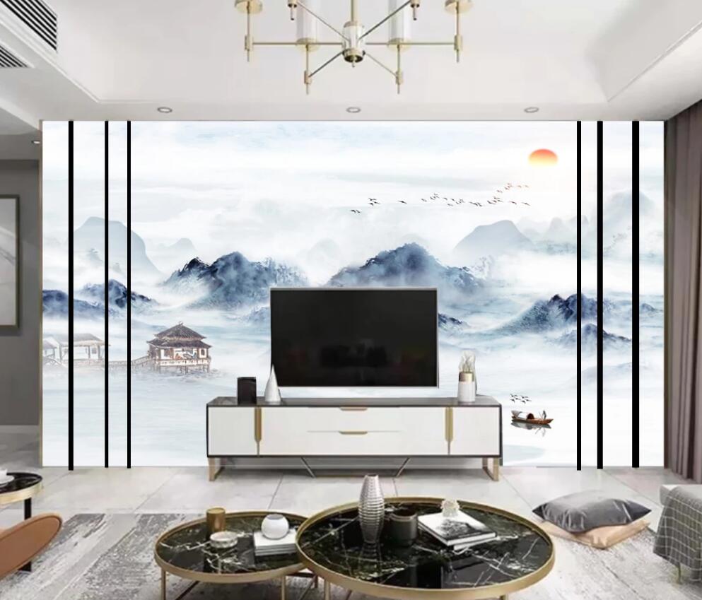 3D Light Blue Landscape In The Distance 1702 Wall Murals
