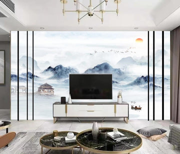 3D Light Blue Landscape In The Distance 1702 Wall Murals