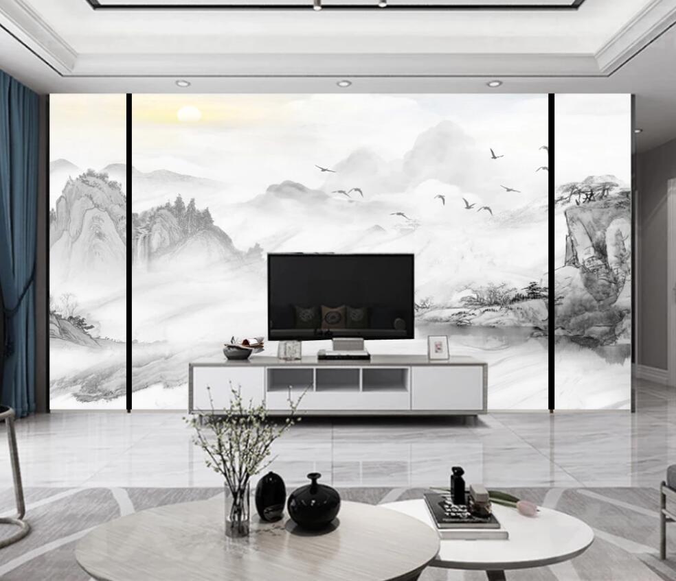 3D Light Ink Flying Birds 1698 Wall Murals