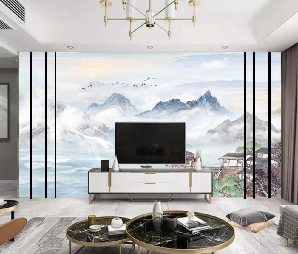 3D Light Blue Fairyland Mountains 1694 Wall Murals