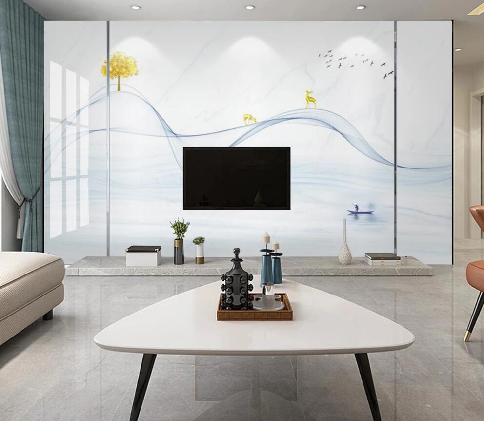 3D Thin Slender Blue Ribbon 1686 Wall Murals