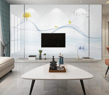 3D Thin Slender Blue Ribbon 1686 Wall Murals