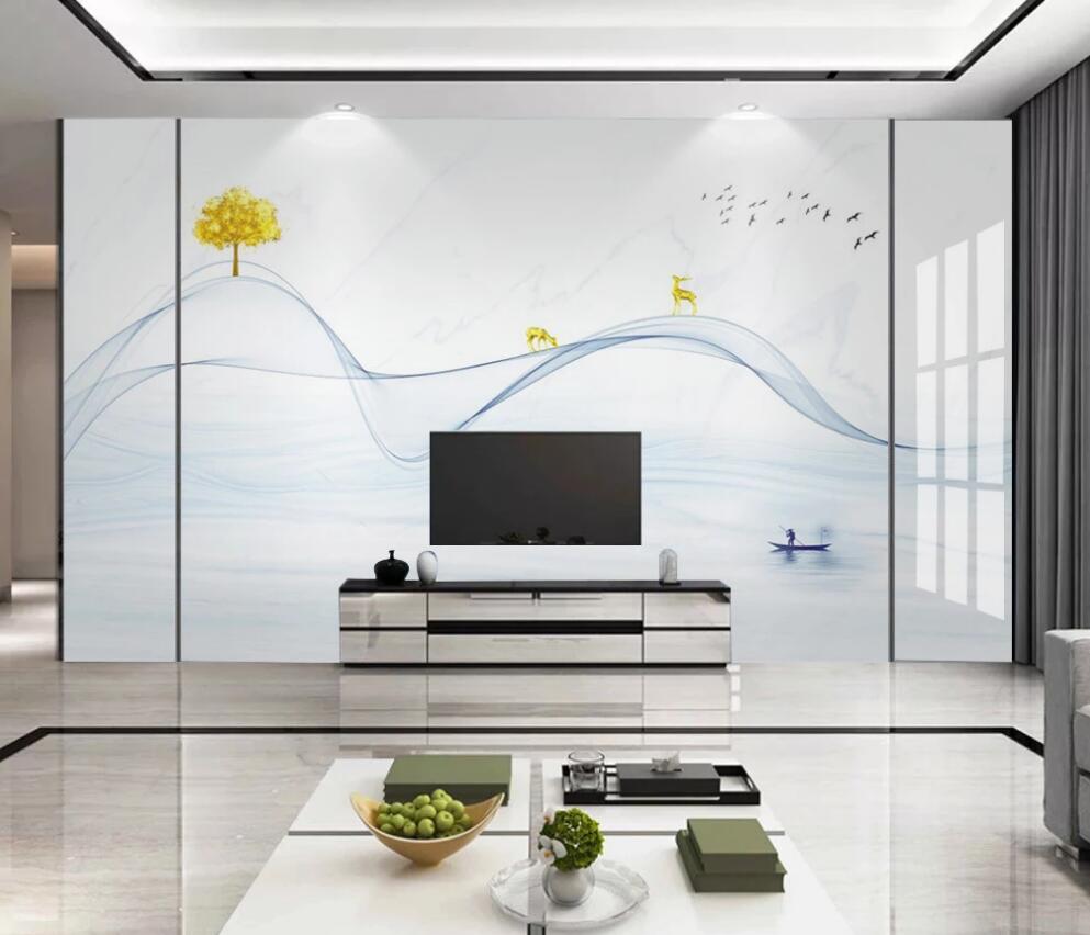 3D Thin Slender Blue Ribbon 1686 Wall Murals