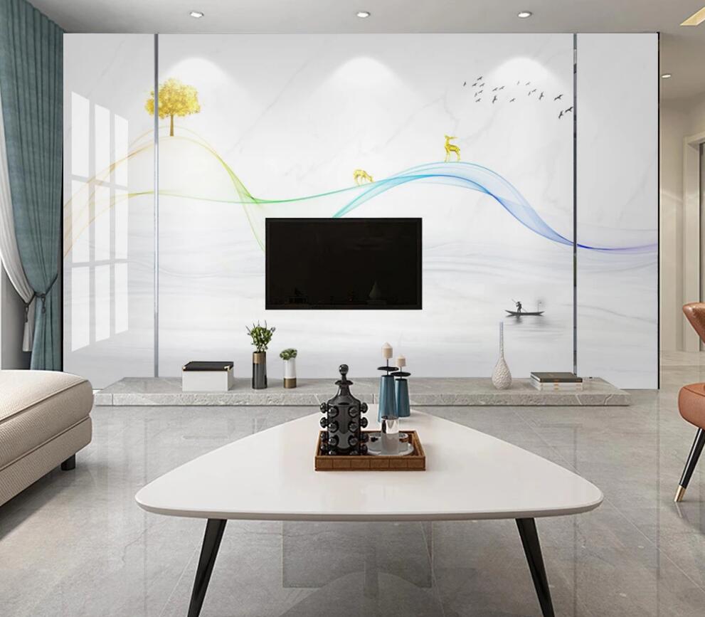 3D Thin Two-color Ribbon Handover 1681 Wall Murals