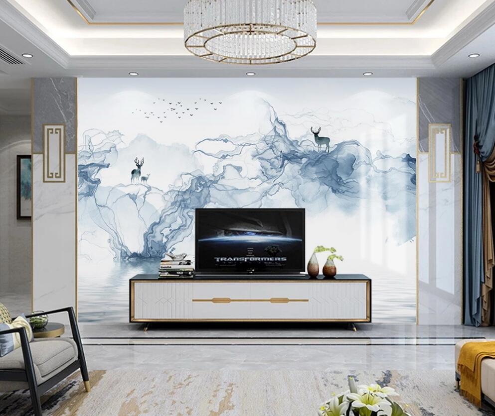 3D Scattered Blue 1675 Wall Murals