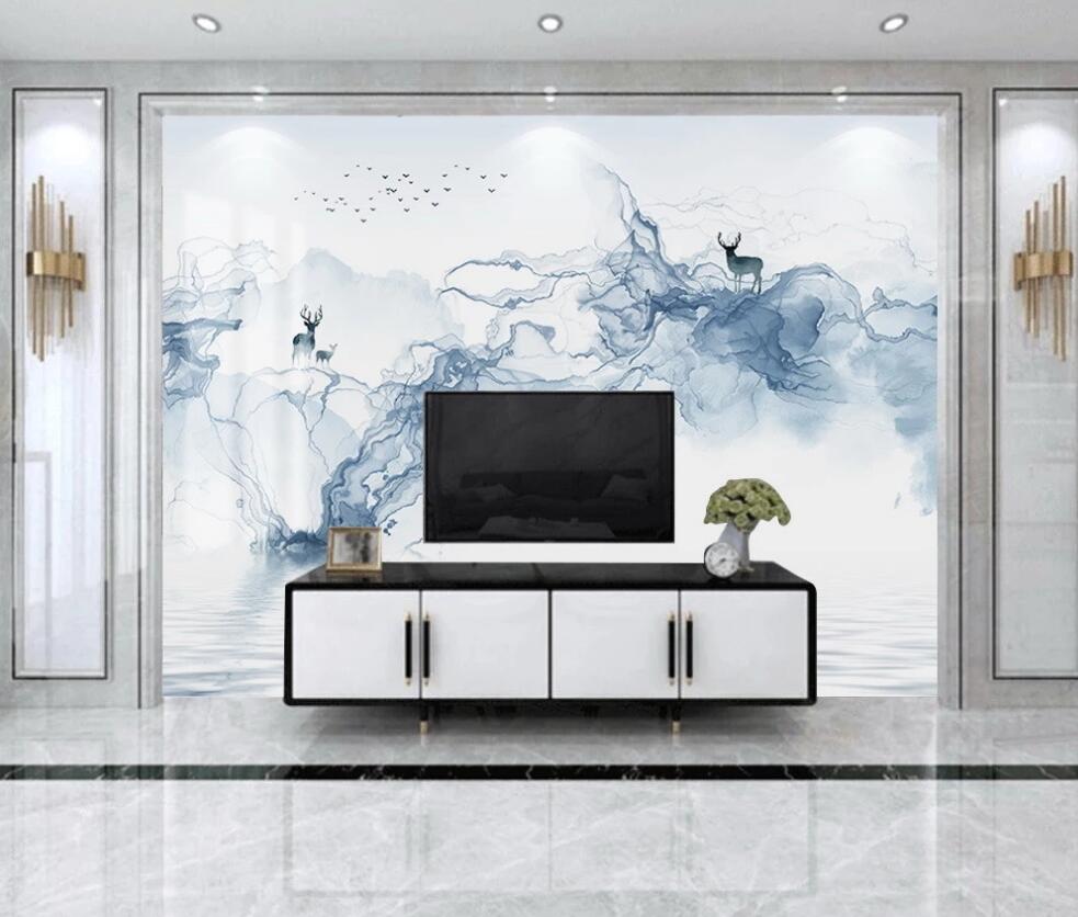 3D Scattered Blue 1675 Wall Murals