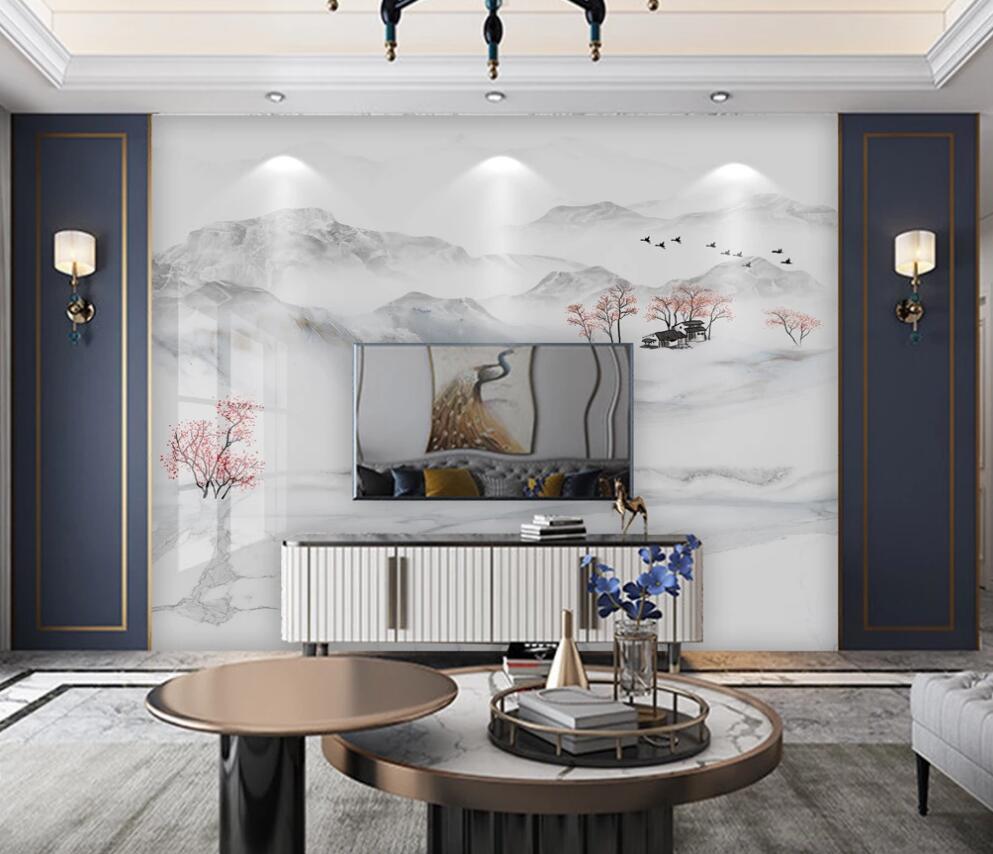 3D Red Plum In Light Color 1665 Wall Murals