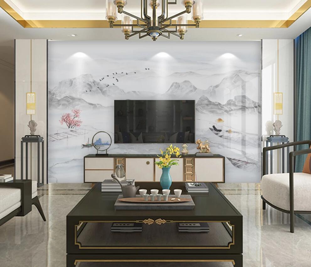 3D Tranquil Pale Landscape 1658 Wall Murals