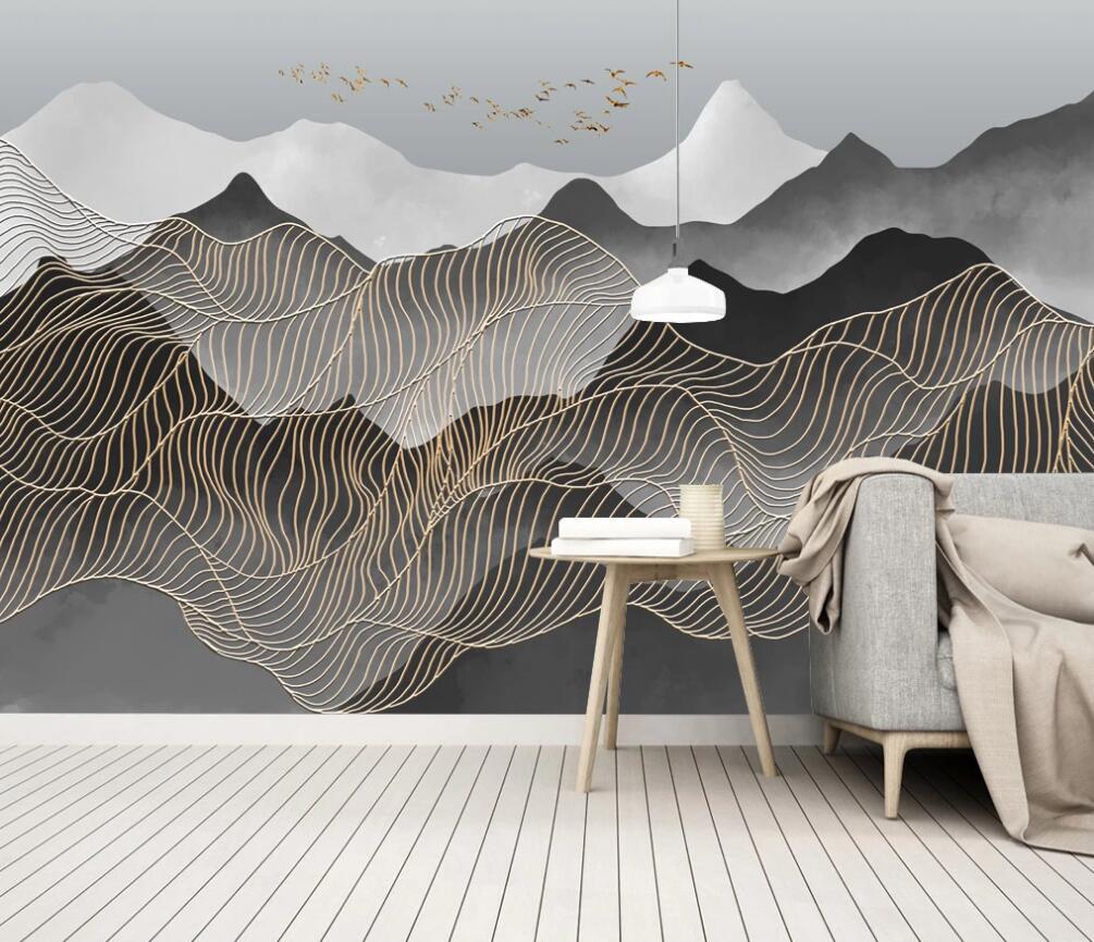 3D Floating Gold Thread Enveloped 1679 Wall Murals