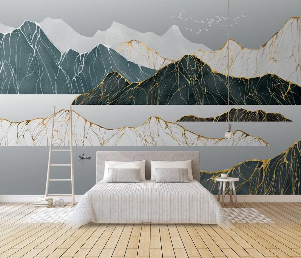3D Beautiful Mountains In Four Colors 1674 Wall Murals