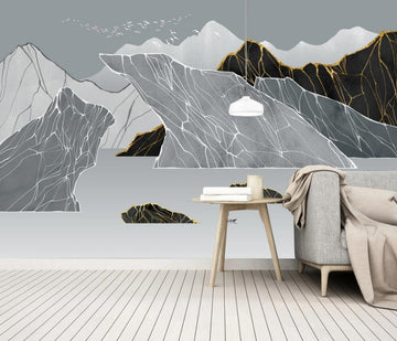 3D Three-color Irregular Mountains 1673 Wall Murals