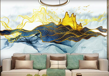 3D Tricolor Golden Mesh Mountains 1226 Wall Murals