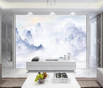 3D Pale Blue Mountains 1667 Wall Murals