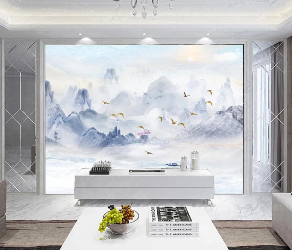 3D Free Birds On The Blue Mountains 1666 Wall Murals