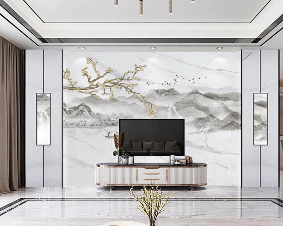 3D Yellow Flowers In Pale Colors 1672 Wall Murals