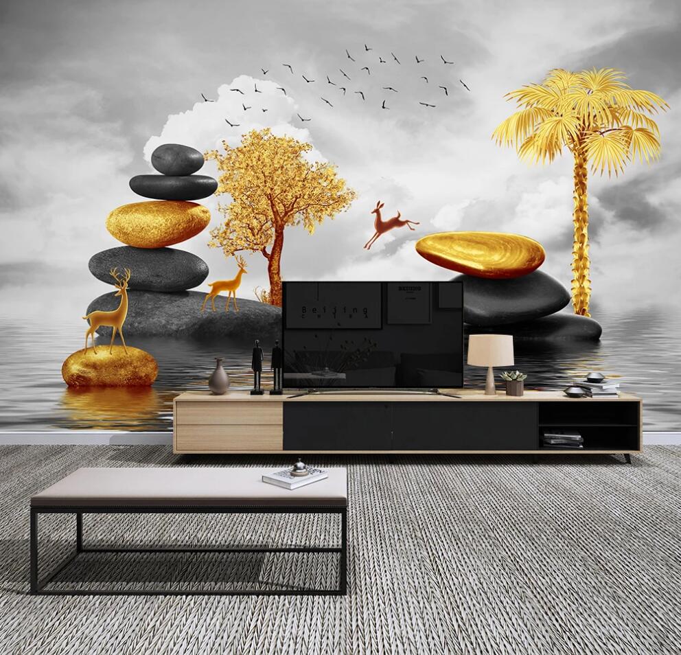 3D Golden Happiness 1651 Wall Murals