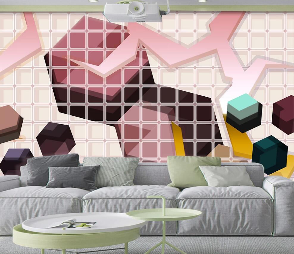 3D Pink Geometric Cracking 1653 Wall Murals