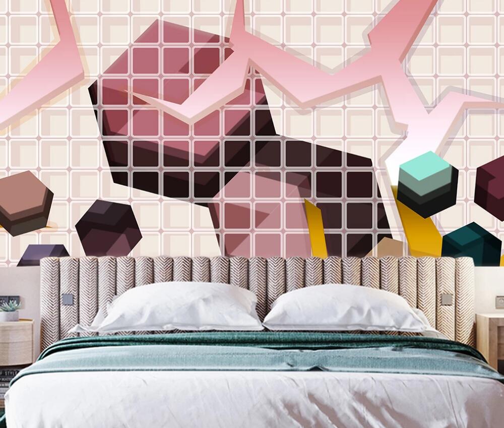 3D Pink Geometric Cracking 1653 Wall Murals