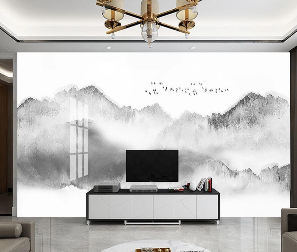 3D Light Black Birds 1643 Wall Murals