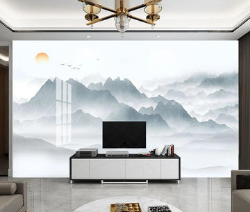 3D Pale Mountains Under Sunrise 1641 Wall Murals