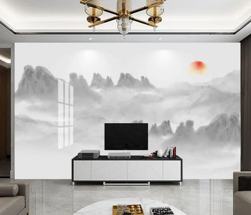 3D Faded Misty Mountains 1638 Wall Murals